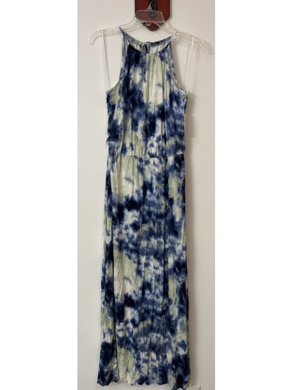 SO Womens Small Sleeveless Blue Tie-Dye Long Elastic-Waist Maxi Dress NWT! A7207
